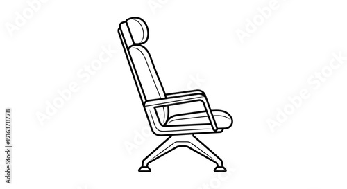 Modern ergonomic office chair with headrest and armrests, isolated on white background