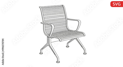 Modern Metal Outdoor Chair with Armrests - Minimalist Design