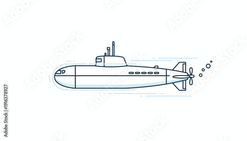 Modern Submarine Underwater Vector Illustration