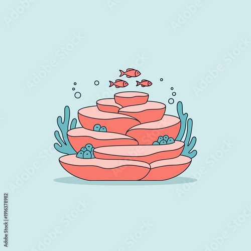 small cute tropical fish swimming gently above the coral