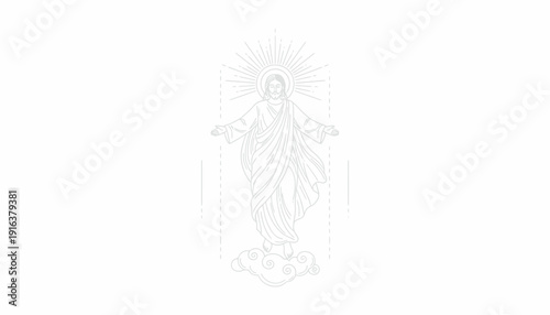 Jesus Christ Ascending to Heaven, Religious Symbol, Divine Light, Christian Faith