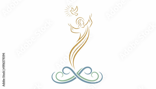 Jesus Christ Ascending, Holy Spirit Dove, Divine Light, Religious Symbol, Christian Faith