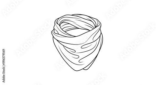 Hand-drawn sketch of a folded bandana or scarf, isolated on white background