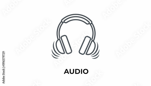 Headphones Icon Symbol, Audio and Music Concept, Sound Technology