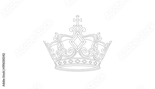 Elegant Royal Crown Outline Vector Illustration - Symbol of Power, Royalty, and Luxury