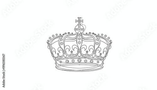 Elegant Royal Crown Outline, Symbol of Power and Royalty