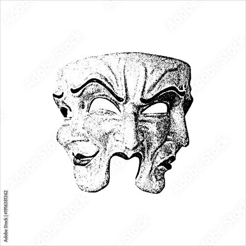 Schilderij op canvas Surreal Dual Face Mask Illustration