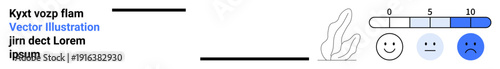 Emotional health, feedback analysis, user satisfaction, survey data, psychology, human emotions. A horizontal mood scale with happy faces marking levels from happy to sad. Emotional health