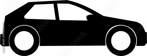 Orange pickup truck silhouette, minimalist flat design vector illustration, isolated on white background, representing utility, work, and transport.