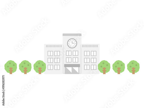 夏の学校校舎　イラスト