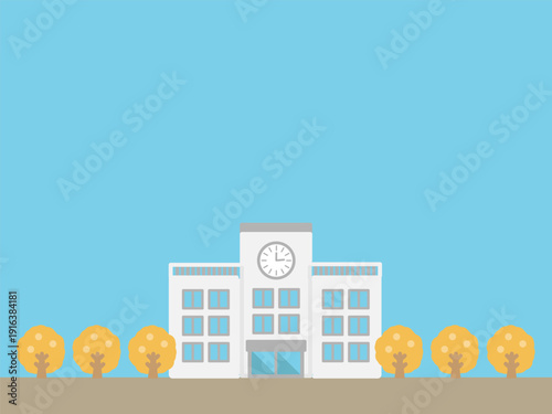 秋の学校の風景　イラスト
