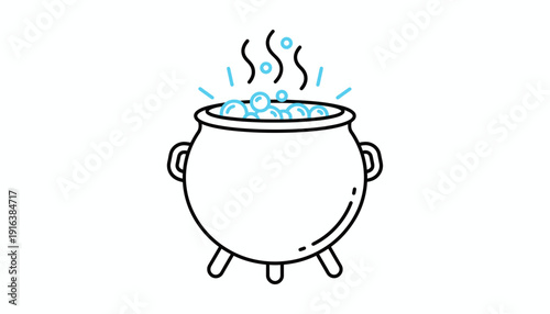 Bubbling Cauldron with Steam and Bubbles - Witchcraft, Potion, Magic, Halloween