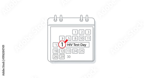 Calendar Marked with HIV Test Day, Health Awareness and Prevention Concept