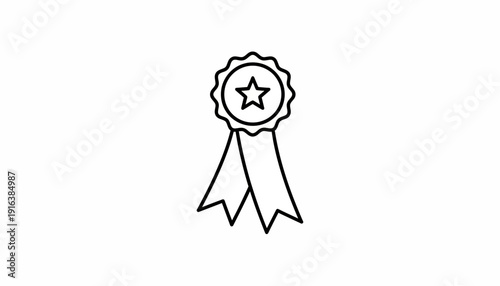 Award Ribbon Icon with Star, Symbol of Achievement, Victory, and Recognition
