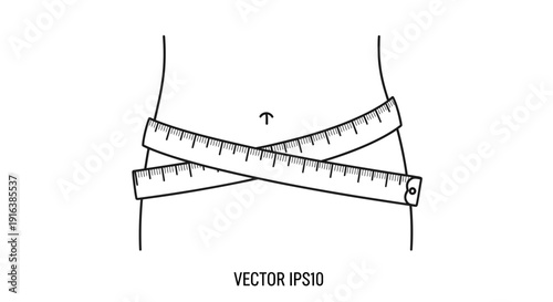Waist Measurement Tape Around Slim Body Silhouette, Weight Loss and Fitness Concept