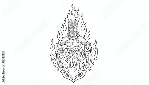 Warrior Spirit Fiery Aura Graphic Art