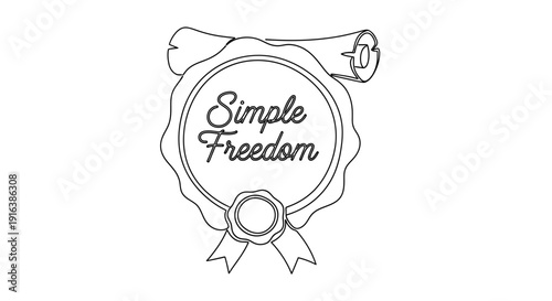 Simple Freedom Seal Stamp and Scroll - Liberty and Independence Concept