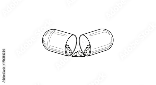Open Capsule with Powder Inside, Medical Concept, Healthcare, Medicine, Pharmacy