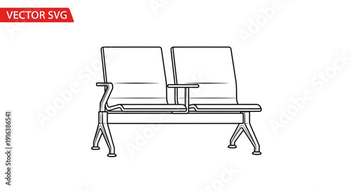 Modern Waiting Room Bench: Two Seat Public Seating with Minimalist Design