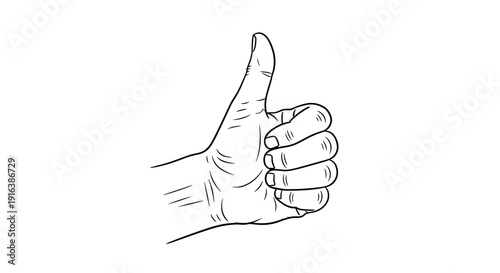 Hand showing thumbs up gesture in line art style