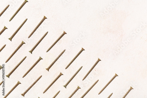 Metal wood screws arranged ...