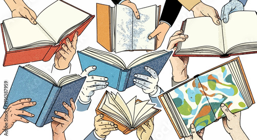 hands holding books, education concept, reading, knowledge, learning
