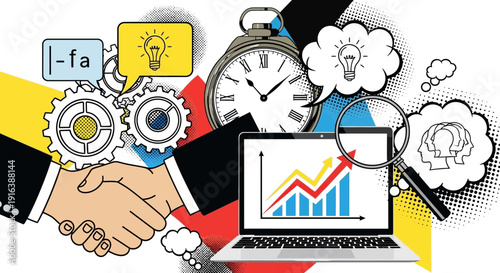 business handshake deal, teamwork, success, time management, growth