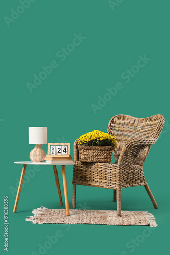 Armchair, coffee table, dec...
