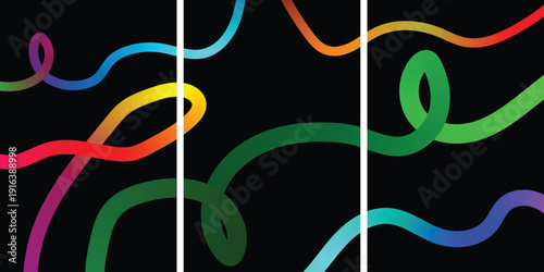 Vibrant neon squiggles on black background