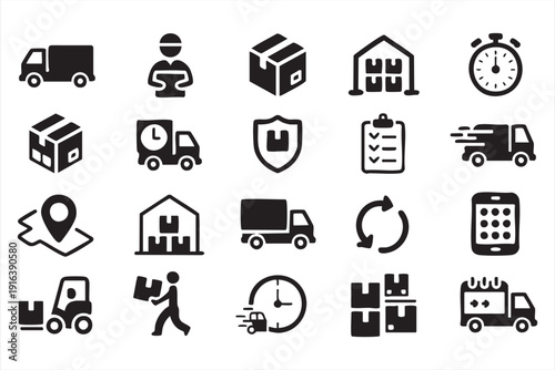 Freight Transport and Warehouse Storage Vector Elements