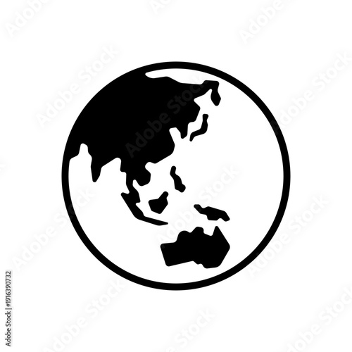 Black and white illustration of the Earth from space.