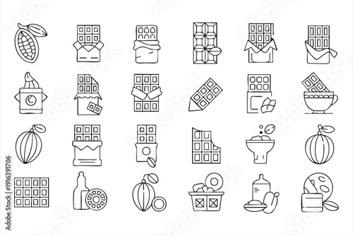 Cocoa Bean, Chocolate Bar and Candy Line Symbols