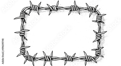 barbed wire frame, border, metal, security, protection, danger