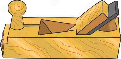 Hand plane tool color icon. Woodwork instrument