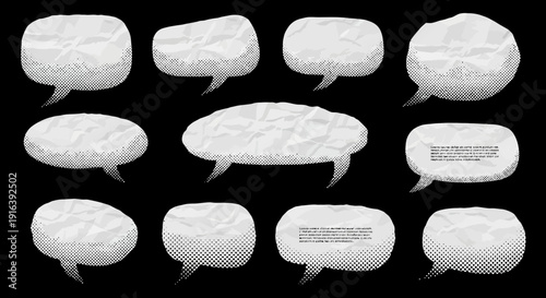 speech bubbles set on black background, communication concept