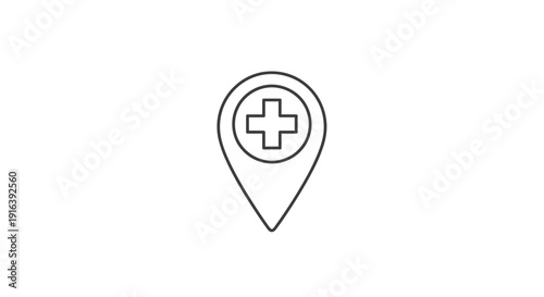 Medical Location Pin Icon: Healthcare Facility Marker on Map
