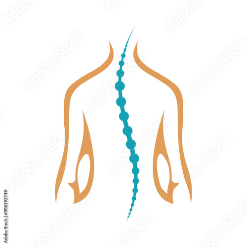 Graphic illustration of a spine with hands in a natural setting for health and wellness concepts