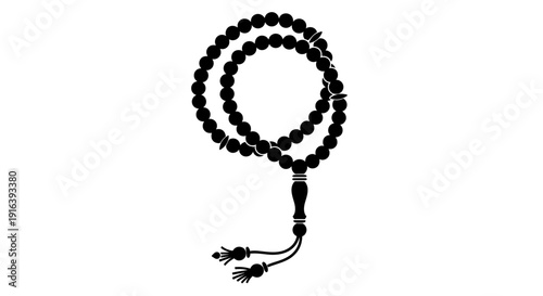 Black Prayer Beads on White Background 9.
