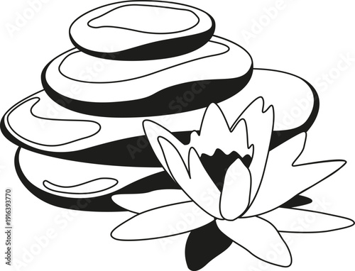 Massage stones black icon. Spa salon symbol