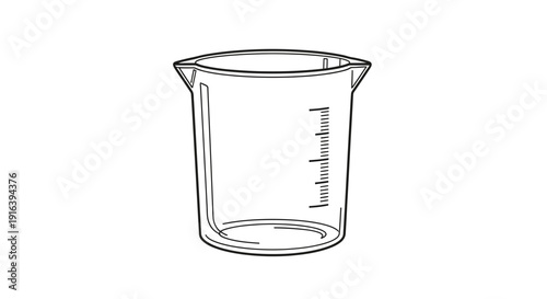 Laboratory beaker with measurement markings, scientific glassware for experiments and research
