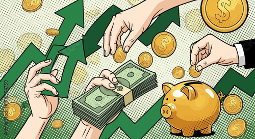 financial growth, investment and savings concept