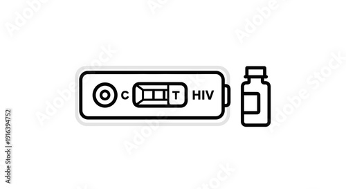 HIV Test Kit Icon with Vial, Medical Diagnostic Tool, Health Checkup