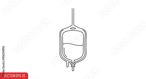 IV Drip Bag Outline Icon - Medical Infusion Therapy and Healthcare Symbol