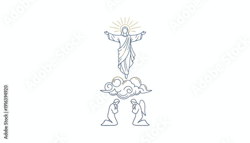 Jesus Ascending to Heaven, Angels, Ascension Day, Religious Symbolism, Divine Light