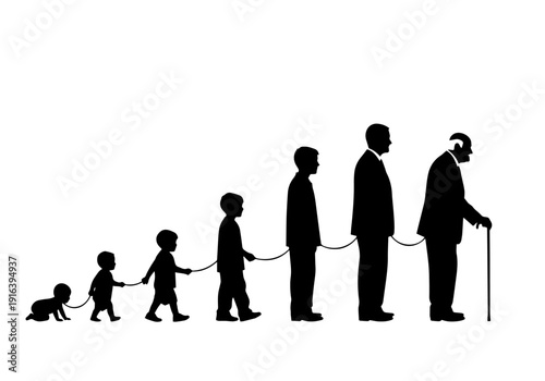 Obraz na płótnie Growth and aging concept showing human transformation across lifetime