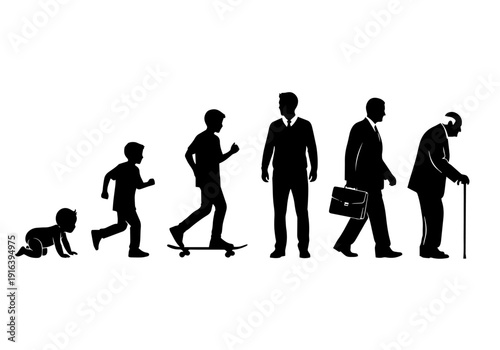 Canvas Print Evolution of a person from birth through adulthood to senior years