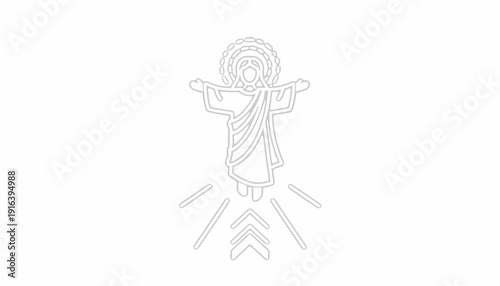 Jesus Christ Ascending to Heaven with Halo and Rays of Light