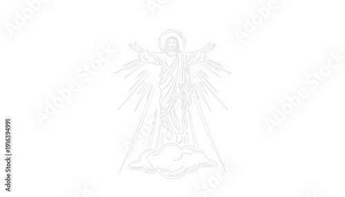 Jesus Christ Ascending to Heaven, Divine Light, Religious Symbol, Christian Iconography