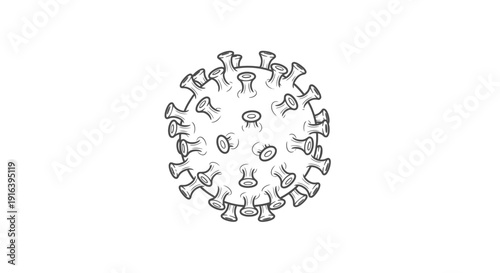 Hand Drawn Sketch of Coronavirus Particle, Medical Illustration