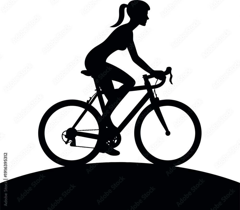 Obraz premium Woman Cycling Silhouette Bike Ride Fitness Motion